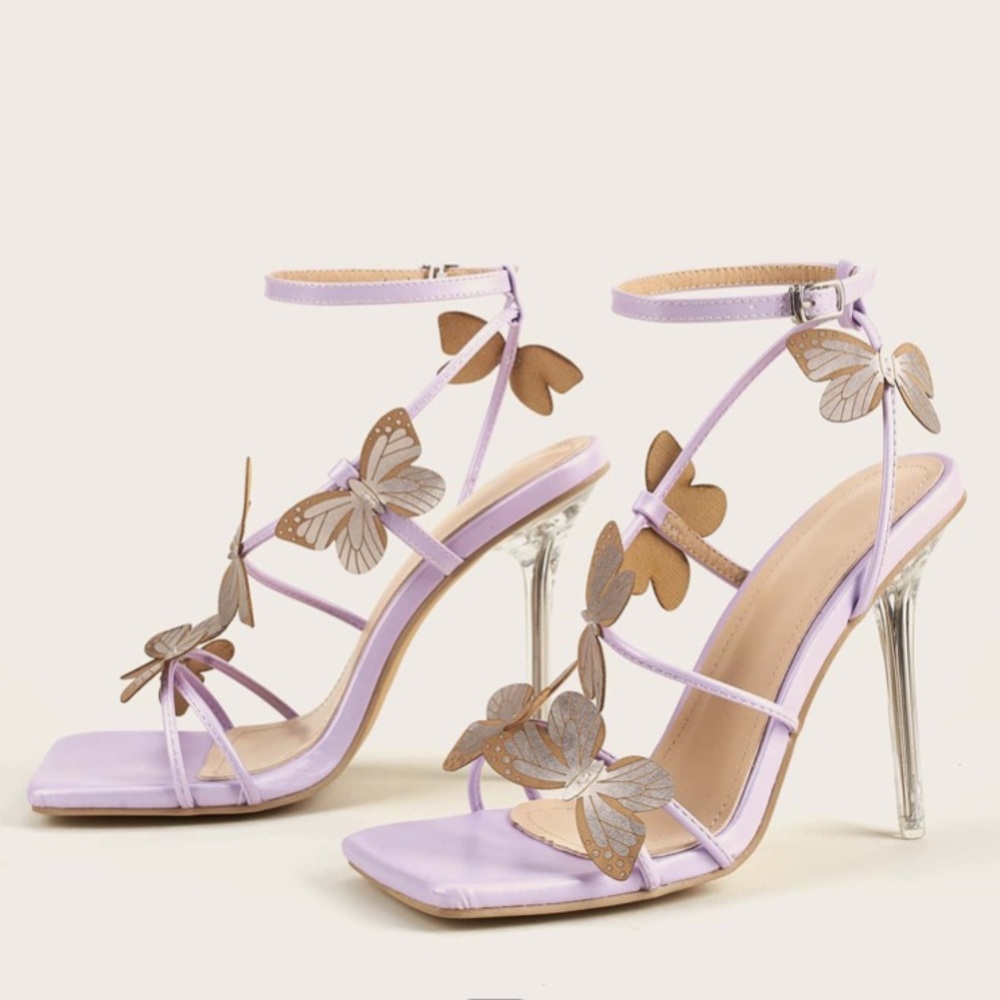 Lavender Butterfly Embellished Heels - Picture 7 of 15